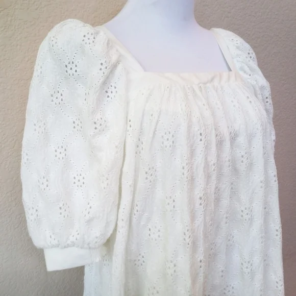 Anthropologie Maeve white eyelet puff sleeve dress - Picture 7 of 10